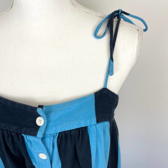 M.D.S. Stripes Striped Button Front Maxi Dress In Blue Size Medium - Picture 8 of 16